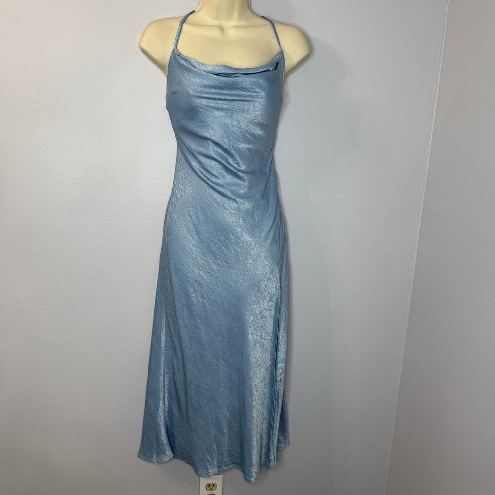 Hello Molly Drinks On Me Midi Slip Midi Dress Blue Women's S New - Picture 2 of 15